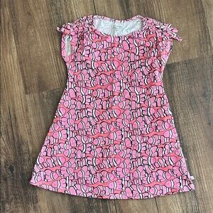 Pink Fish Pattern Kids Casual Dress